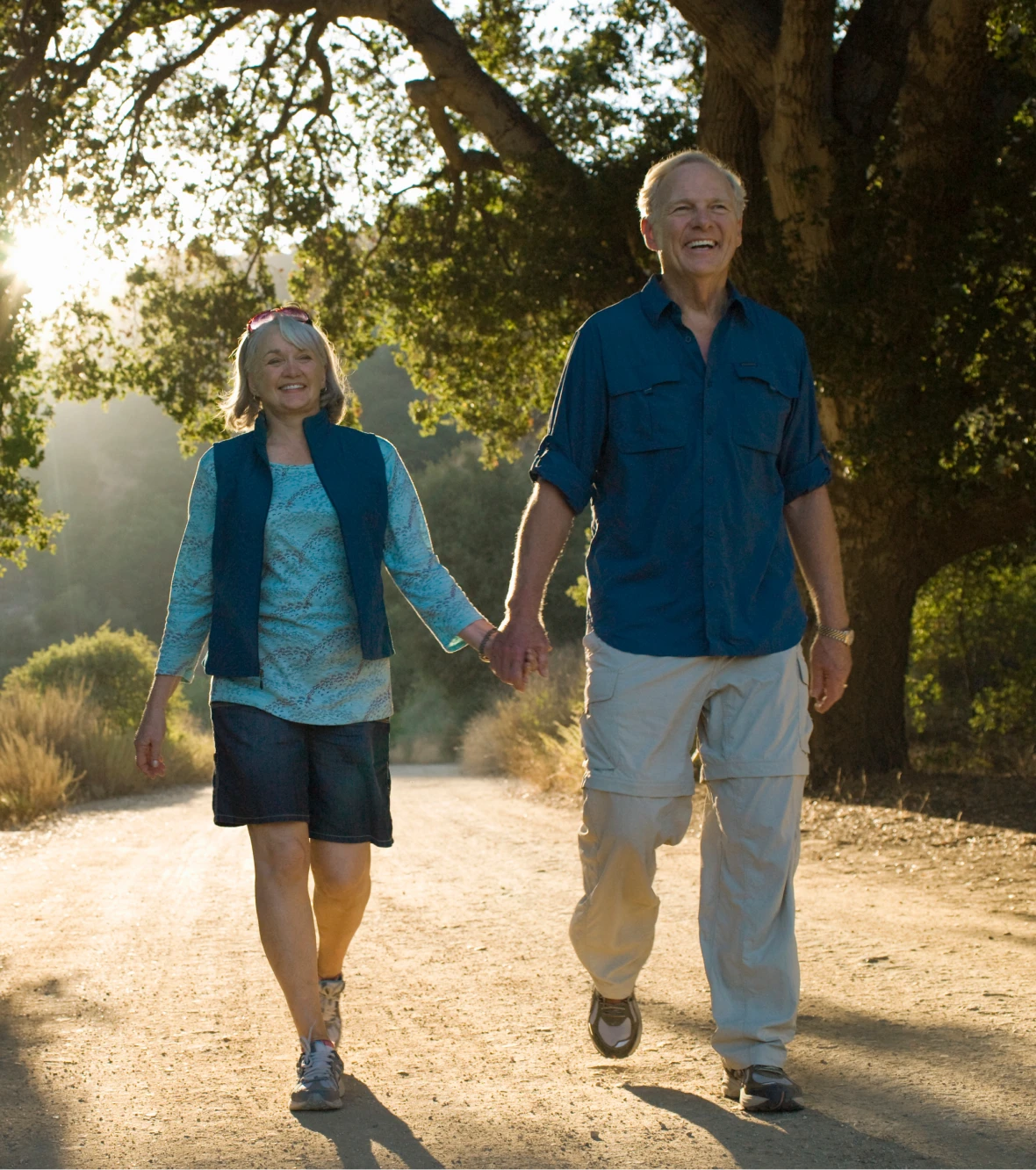 Elderly couple walking in the park